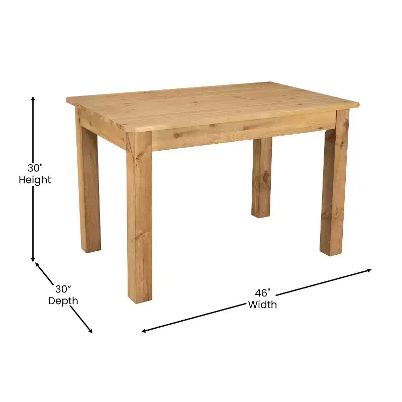Mesa de jantar retangular Flash Furniture, 46 x 30, em pinho maciço