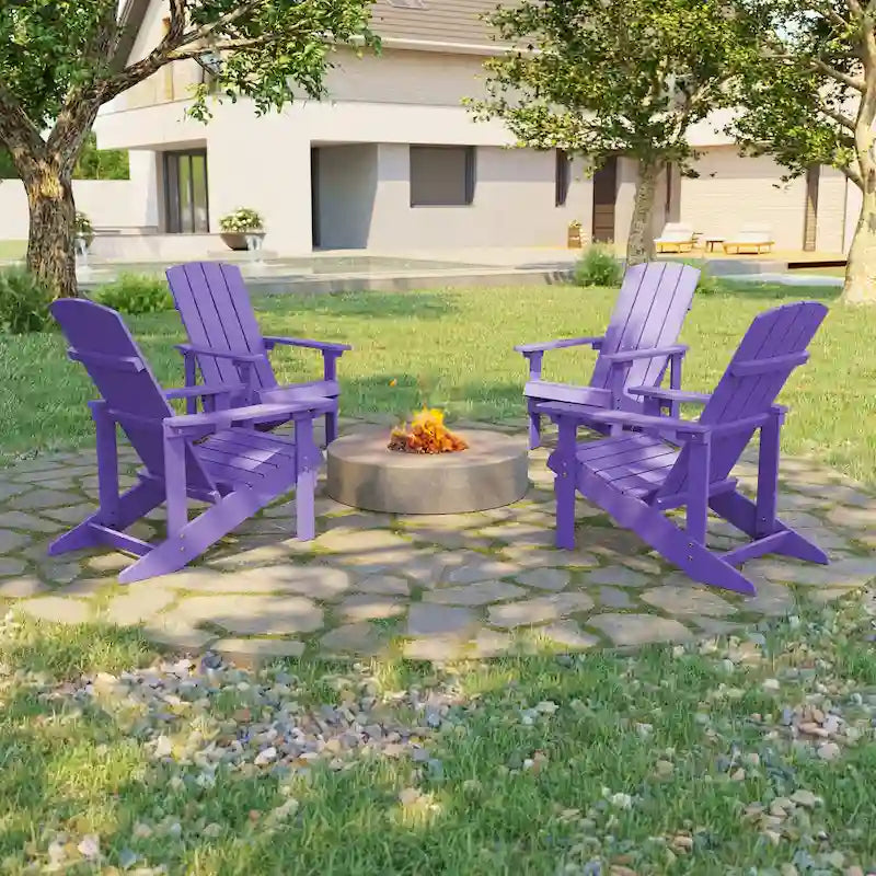 Ensemble de 4 fauteuils Adirondack d’extérieur Bonosuki en bois résistant aux intempéries