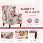 Fauteuil d’appoint moderne Erommy, fauteuil à dossier haut, canapé une place en tissu rembourré avec boutons et pieds en bois pour le salon