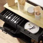 Mobile HOMCOM copri pattumiera con apertura a ribalta e cassetti, mobile da cucina in stile rustico con pattumiera nascosta per cucina