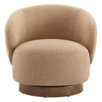 Fauteuil tonneau pivotant rembourré d’appoint Spruce&Spring avec base en bois