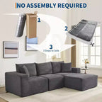 108 modernes Sofa, 3-Sitzer-Sofa in L-Form mit Polsterbezug und Kissen, Sofa mit tiefer Sitzfläche, keine Montage erforderlich