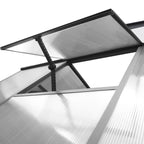 VEIKOUS begehbares Gewächshaus-Set aus Aluminium mit verstellbarem Dachfenster und abschließbarer Tür, grau