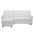 Divano componibile reversibile trasformabile con letto estraibile, chaise longue con contenitore nascosto e gambe resistenti