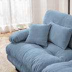 Canapé deux places modulable en L en chenille avec coussins lombaires