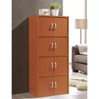 Bibliothèque-armoire de rangement polyvalente fermée Hodedah HID44, robuste, à 8 portes, à poser au sol, pour la maison et le bureau, finition bois de hêtre