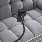 Velvet Convertible 55'' 2-Seater Sleeper Sofa with Pull-Out Bed, Adjustable Recline, Side Pockets, and Phone Holder