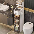Mobiletto slim per bagno, mobile stretto a 7 ripiani con organizer impermeabili, porta fazzoletti e ruote, ideale per bagno, cucina e lavanderia