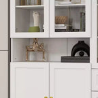 Famapy Combo Glass Doors Display Cabinet Bookshelf Organizer Pantry