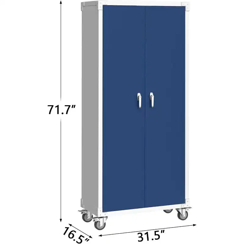 Armoire de rangement en acier de 71 pouces avec portes verrouillables et 4 étagères réglables, meuble métallique robuste pour abri d’auto/bureau/garde-manger, conception antirouille