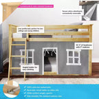 Lit superposé bas Max & Lily, 2 couchages simples, avec rideaux