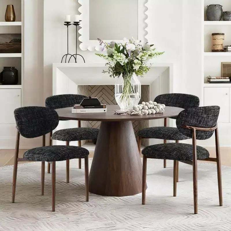 Set di 4 sedie da pranzo moderne imbottite con schienale curvo, sedie laterali senza braccioli con struttura in ferro per sala da pranzo e cucina-Panipeachy