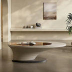 Tavolino da salotto ovale moderno e minimalista di lusso leggero con piano in vetro e base grigia, 51 pollici - L 51.18'W 25.59'H 14.37'