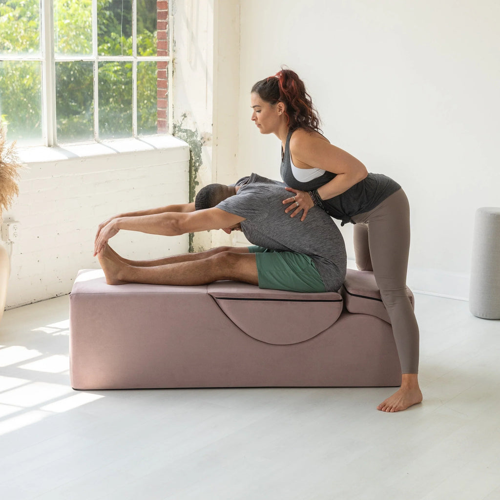 Méridienne convertible Avana Kami / yoga et massage – pouf 2-en-1 avec chaise longue de yoga pliable escamotable, microvelours – N/A