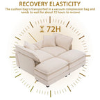 2-seater sofa with 2 cushions, 2 pillows and 2 ottomans, comfortable sofa - Living room deep sofa, modular sofa