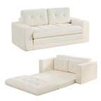 Mjkone 71'' 2-in-1 Convertible Futon Sofa Bed, Corded Fabric Foldable Tufted Buttons Loveseat Sleeper Sofa,Space-Saving
