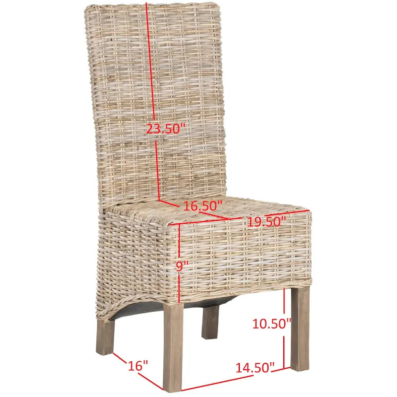 Ensemble de 2 chaises de salle à manger en osier naturel, 19 l x 22 p x 41 h, style bohème côtier