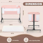 Baby Bassinet with Wheels ??Beige / Gray / Pink, Bedside Sleeper, for 1 Baby