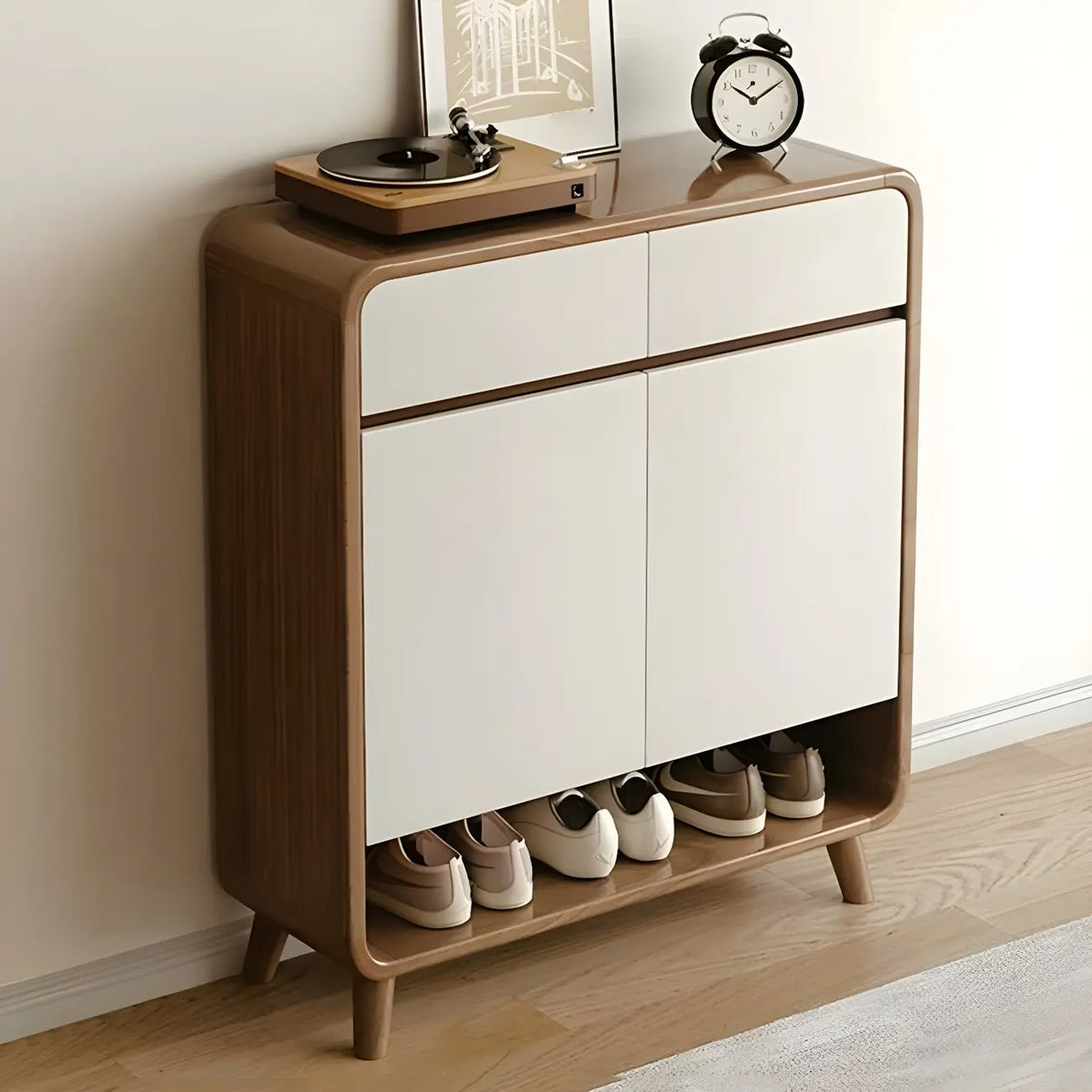 Meuble à chaussures moderne de taille moyenne en bois pour couloir