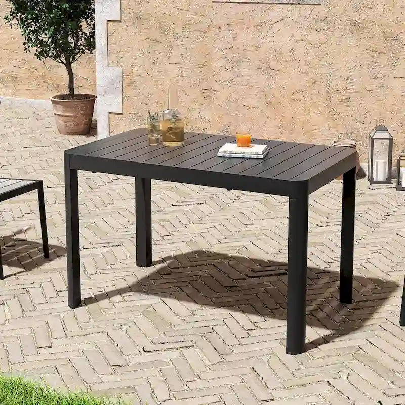 Ensemble de salle à manger de patio extérieur en aluminium de 5/7 pièces, chaises empilables et table extensible