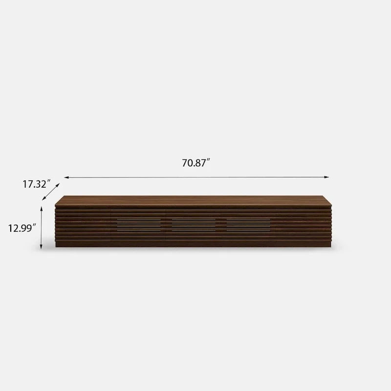 Meuble TV minimaliste avec tiroirs, console multimédia en bois massif avec placards, porte basculante, placage noyer, entièrement assemblée