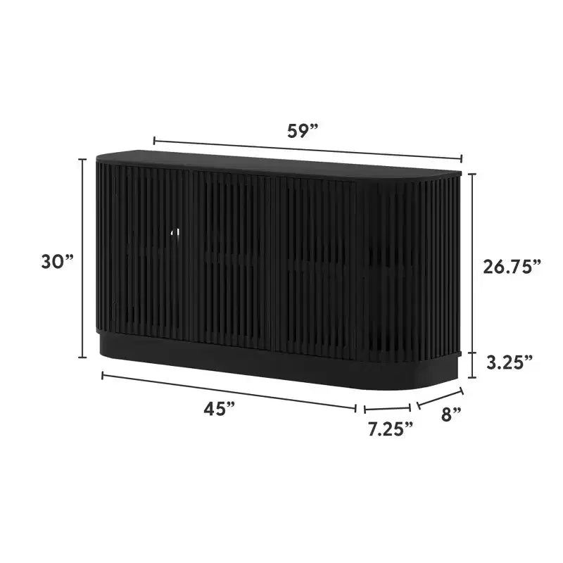 Credenza Plank+Beam Contour in legno massello con 3 ante, mobile TV da 59 pollici per il soggiorno