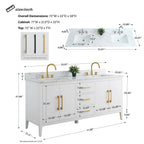 Meuble-lavabo Vanity Art 72 à double vasque avec plateau en marbre reconstitué
