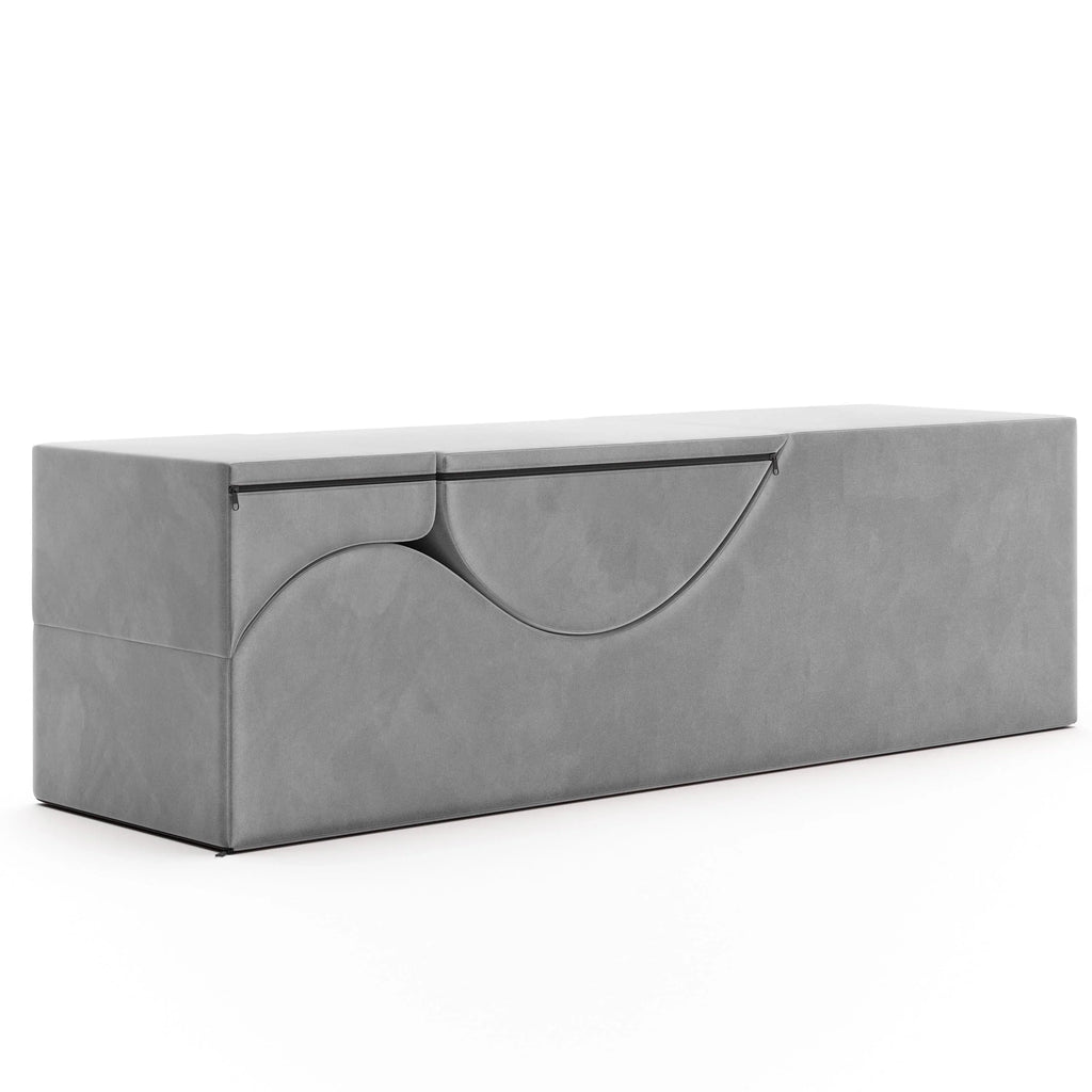 Méridienne convertible Avana Kami / yoga et massage – pouf 2-en-1 avec chaise longue de yoga pliable escamotable, microvelours – N/A