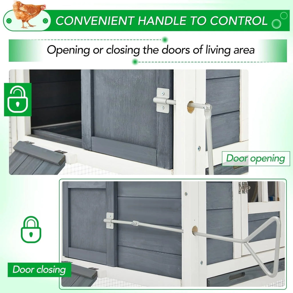 Grand poulailler AECOJOY de 144 po avec parcours, clapier en bois et cage pour volailles