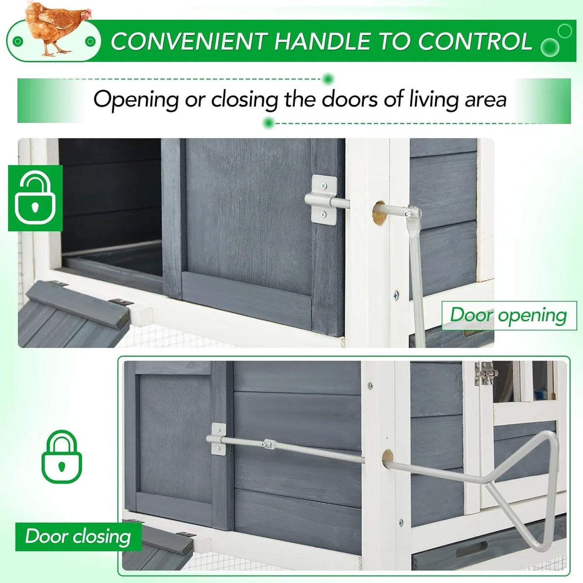 Grand poulailler AECOJOY de 144 po avec parcours, clapier en bois et cage pour volailles