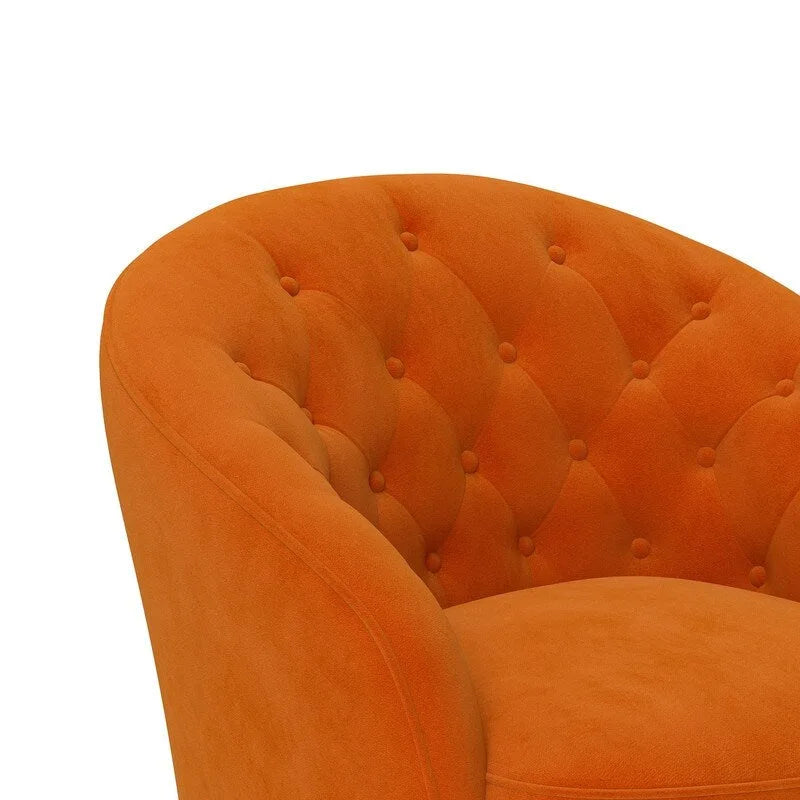 Lot de 2 fauteuils tonneau modernes SEYNAR en velours rembourré, pivotants à 360 degrés, avec dossier capitonné à boutons