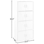 Bibliothèque-armoire de rangement polyvalente fermée Hodedah HID44, robuste, à 8 portes, à poser au sol, pour la maison et le bureau, finition bois de hêtre