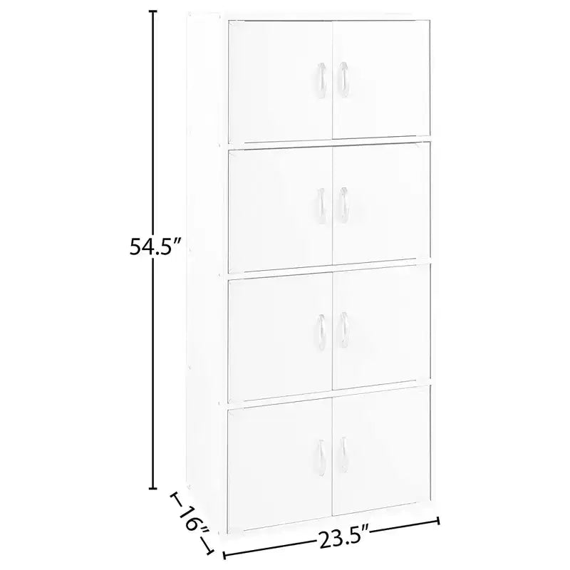 Bibliothèque-armoire de rangement polyvalente fermée Hodedah HID44, robuste, à 8 portes, à poser au sol, pour la maison et le bureau, finition bois de hêtre