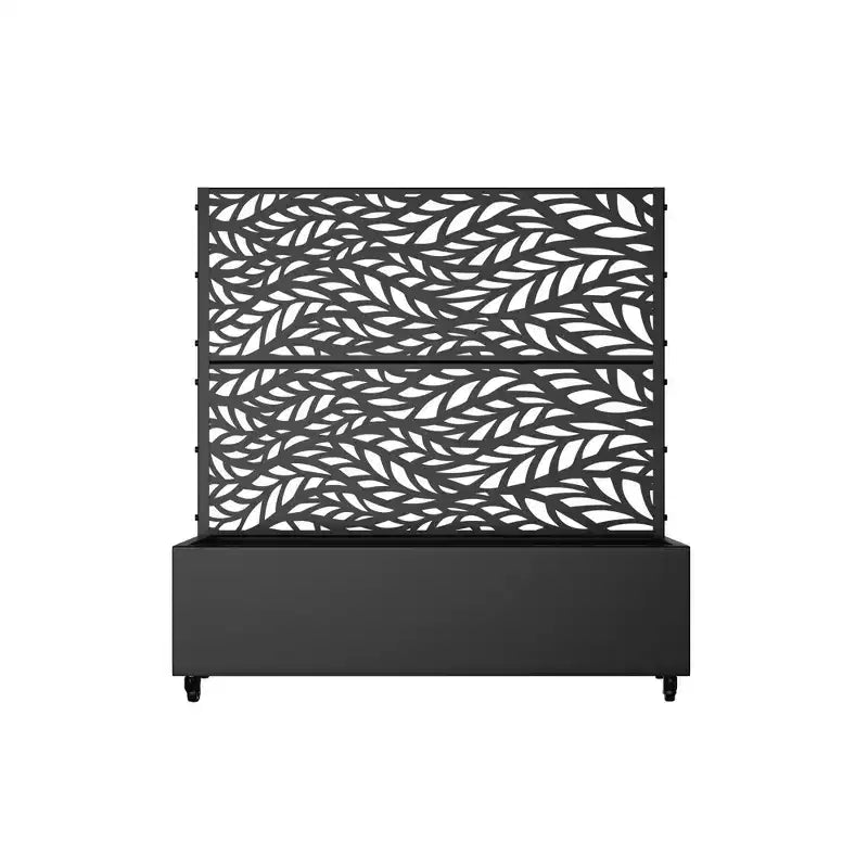 Fioriera MAYEERTY con grigliato, in ferro nero con persiane, stile classico Helen Street 01 combinato, set da 3 pezzi 72x47x16 pollici