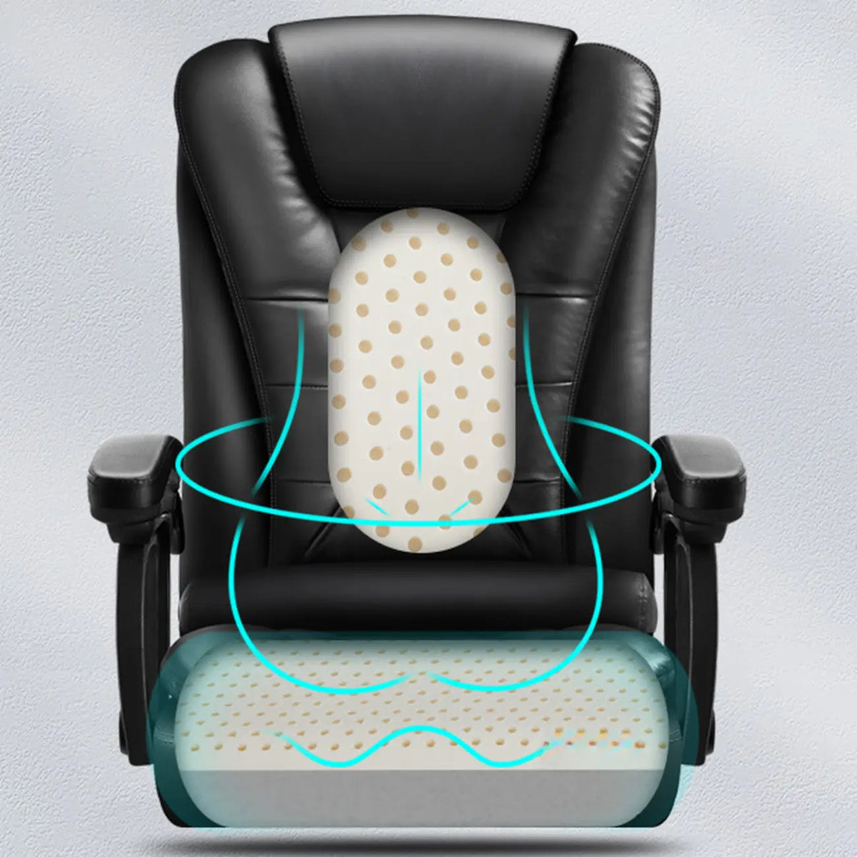 Fauteuil de bureau ergonomique pivotant en cuir noir avec repose-pieds
