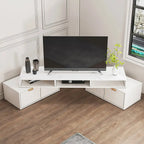 Modern White 2-Drawer Open Storage Corner TV Stand