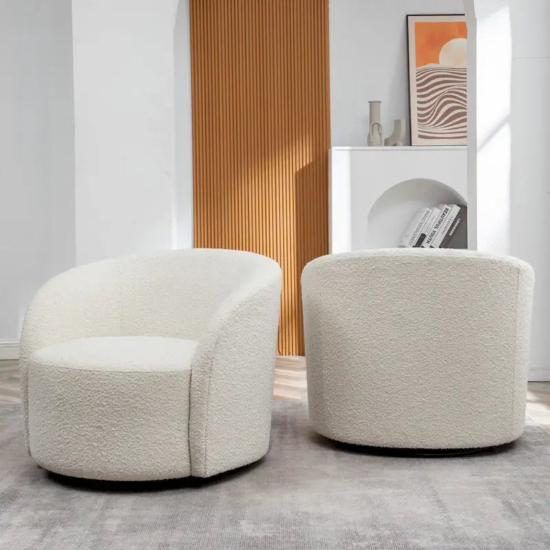 Fauteuil d’appoint pivotant KINWELL en forme de tonneau, rembourré, largeur 34 (lot de 2)