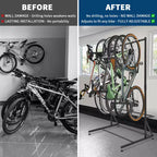 Support de rangement autoportant pour 5 vélos, capacité robuste de 300 lb, organisateur solide pour maintenir les vélos en toute sécurité et stabilité dans les cours avant et arrière