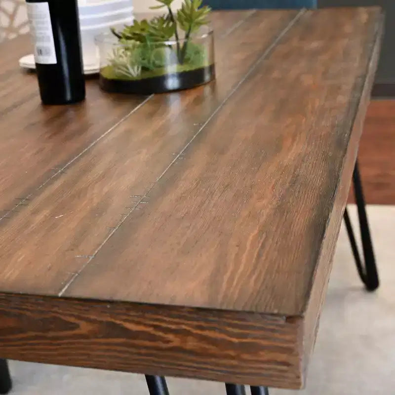 Set da pranzo Roundhill Furniture Amisos, tavolo da pranzo con gambe a forcina con 4 sedie e panca imbottita, 6 pezzi