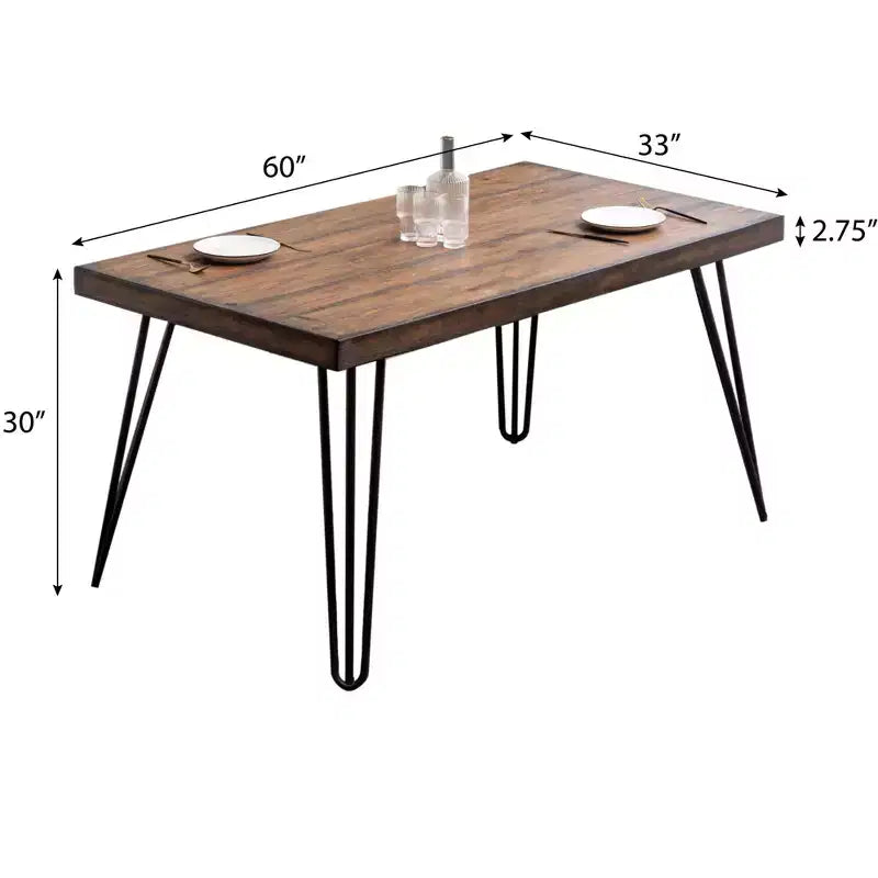 Set da pranzo Roundhill Furniture Amisos, tavolo da pranzo con gambe a forcina con 4 sedie e panca imbottita, 6 pezzi