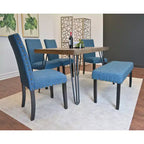Set da pranzo Roundhill Furniture Amisos, tavolo da pranzo con gambe a forcina con 4 sedie e panca imbottita, 6 pezzi