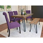 Set da pranzo Ashford da 6 pezzi, tavolo da pranzo con gambe a forcina con 4 sedie e panca, 4 opzioni di colore