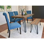 Set da pranzo Ashford da 6 pezzi, tavolo da pranzo con gambe a forcina con 4 sedie e panca, 4 opzioni di colore