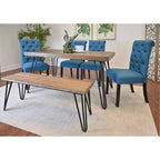 Set da pranzo Ashford da 6 pezzi, tavolo da pranzo con gambe a forcina con 4 sedie e panca, 4 opzioni di colore