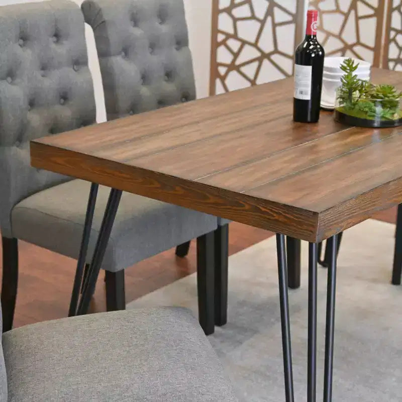 Set da pranzo Ashford da 6 pezzi, tavolo da pranzo con gambe a forcina con 4 sedie e panca, 4 opzioni di colore