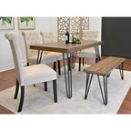 Set da pranzo Ashford da 6 pezzi, tavolo da pranzo con gambe a forcina con 4 sedie e panca, 4 opzioni di colore