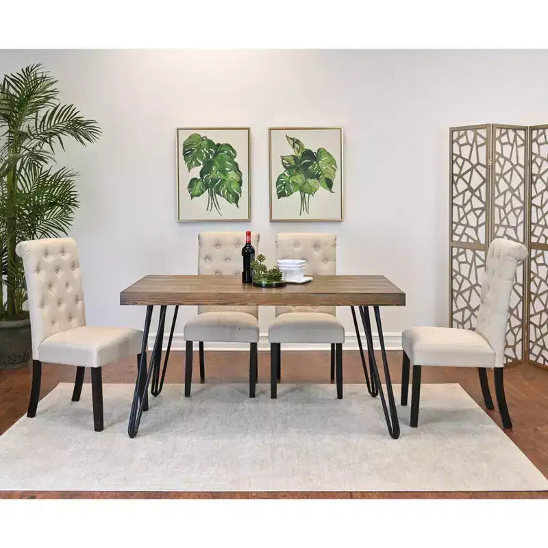 Set da pranzo Ashford da 6 pezzi, tavolo da pranzo con gambe a forcina con 4 sedie e panca, 4 opzioni di colore