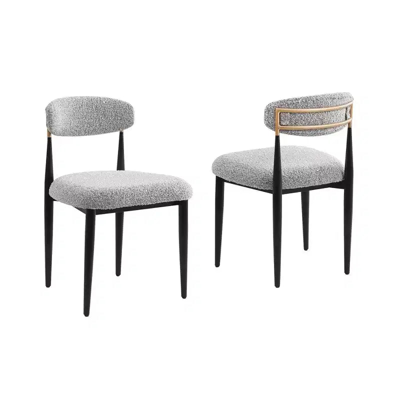 Moderno set da pranzo da 7 pezzi con tavolo in finto marmo e sedie senza braccioli in bouclé per cucina - Morden Fort