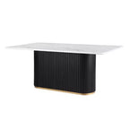 Moderno set da pranzo da 7 pezzi con tavolo in finto marmo e sedie senza braccioli in bouclé per cucina - Morden Fort