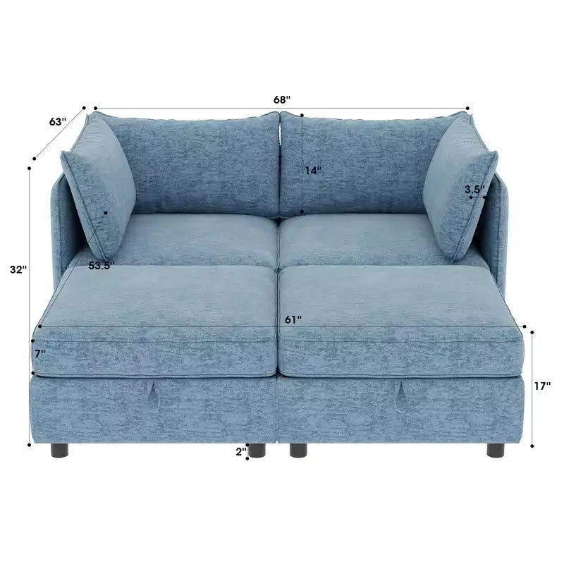Divanetto modulare Christopher Knight Home Penny Versatile 68 con due pouf